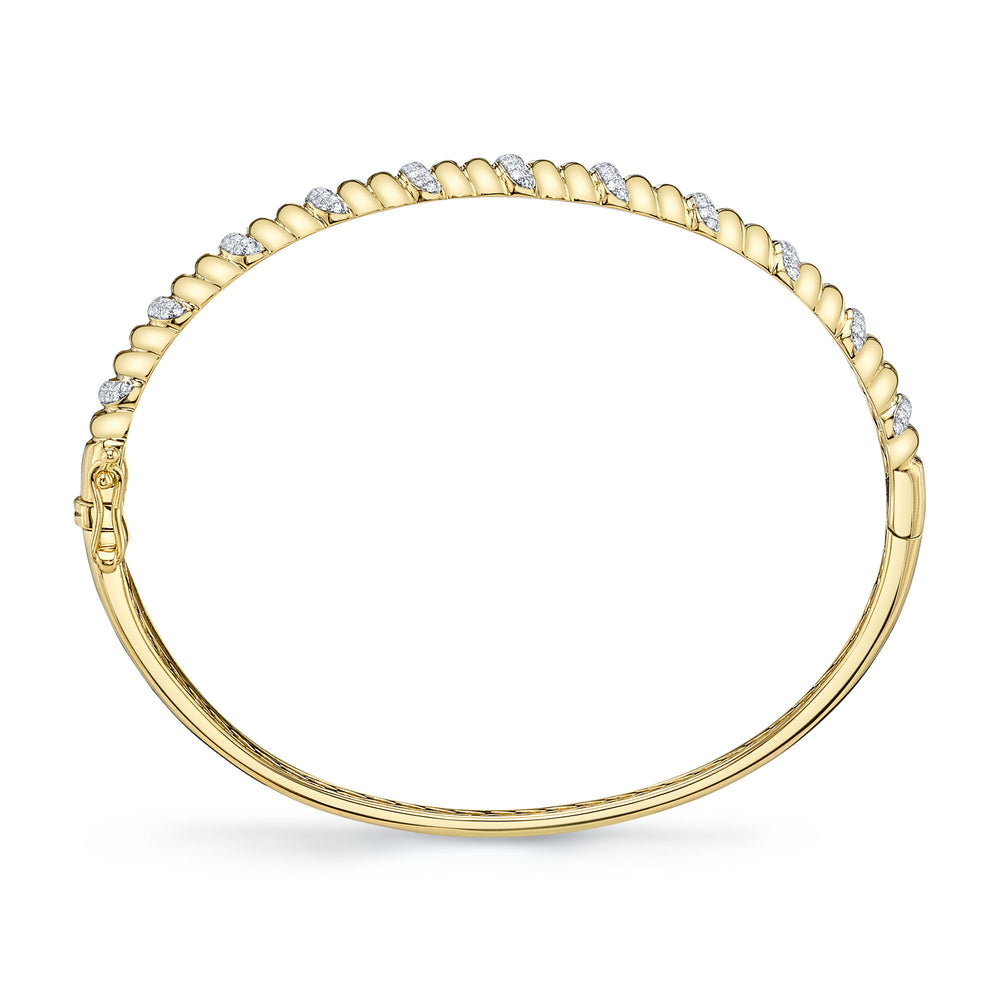 0.46Ct 14K Y/G Diamond Ribbed Bangle