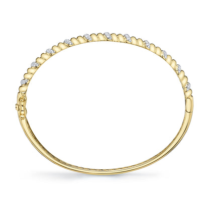 0.46Ct 14K Y/G Diamond Ribbed Bangle