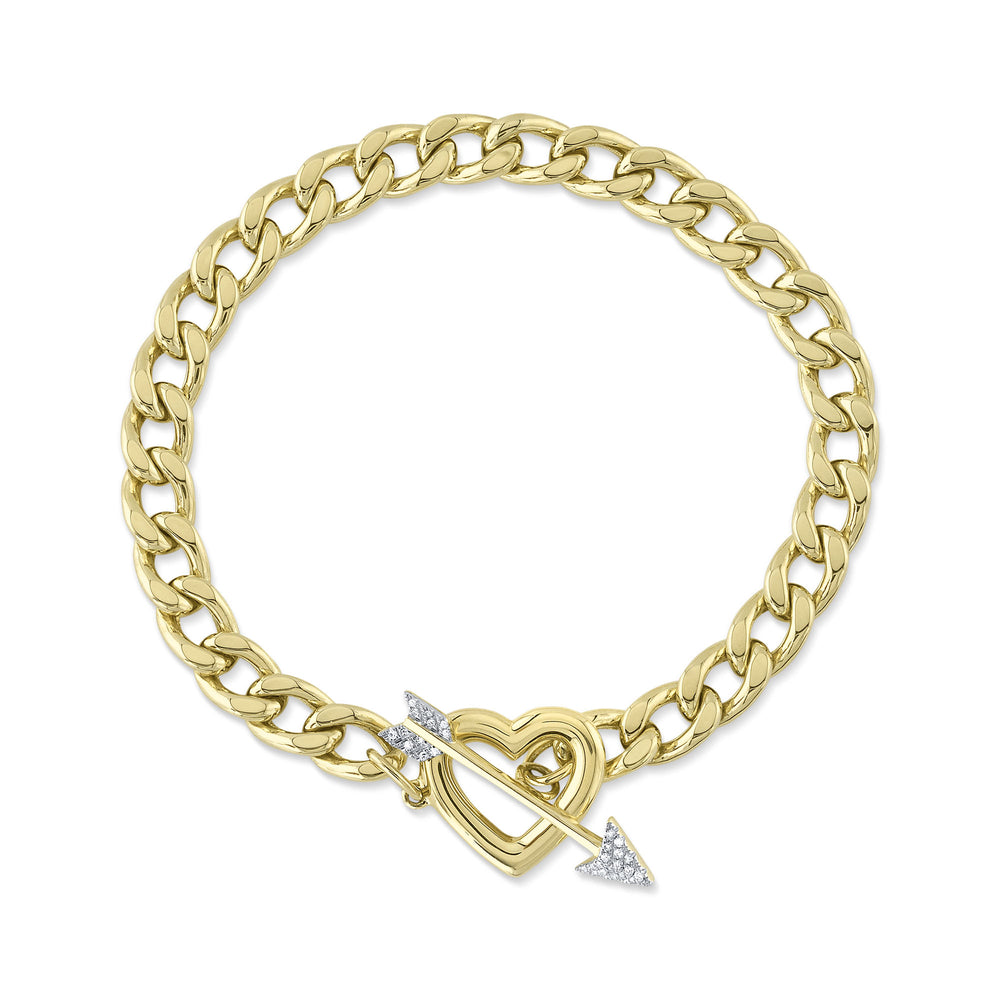 0.07Ct 14K Y/G Diamond Heart & Arrow Link Bracelet