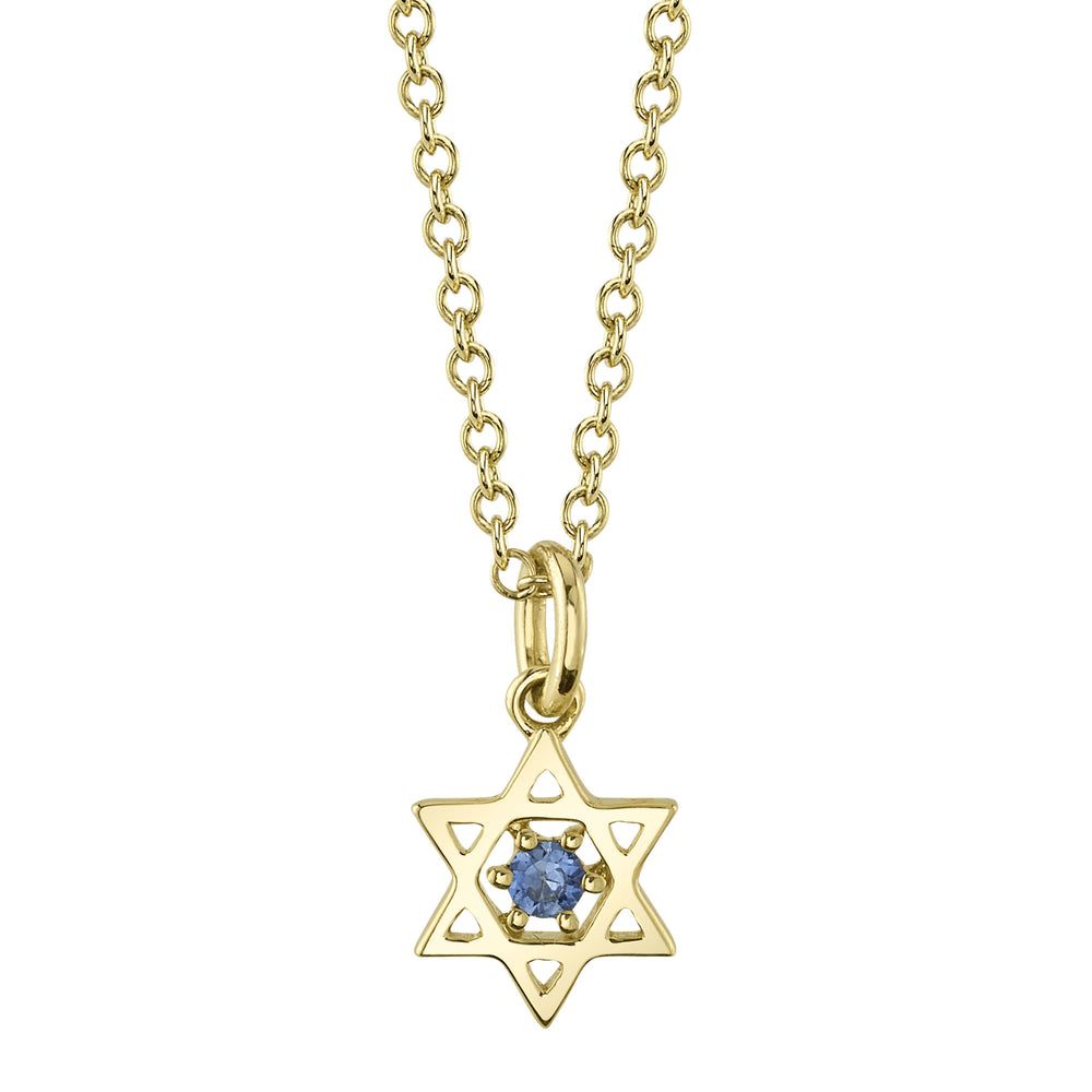 0.03Ct 14K Y/G Blue Sapphire Star Of David Necklace