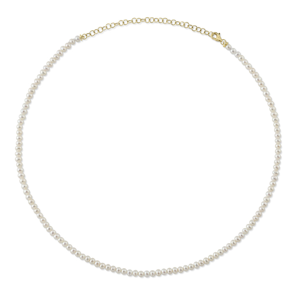 14K Y/G Cultured Pearl Tennis Necklace