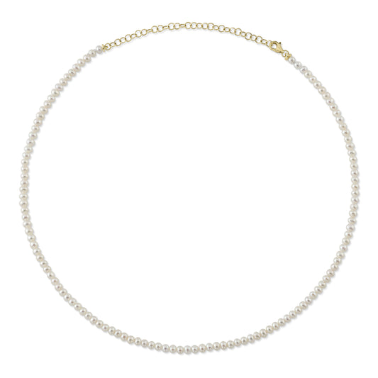 14K Y/G Cultured Pearl Tennis Necklace