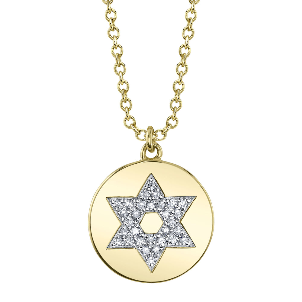 0.07Ct 14K Y/G Diamond Star Of David Necklace
