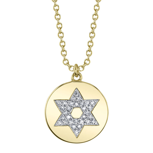 0.07Ct 14K Y/G Diamond Star Of David Necklace