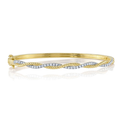 0.53Ct 14K Y/G Diamond Twisted Bangle