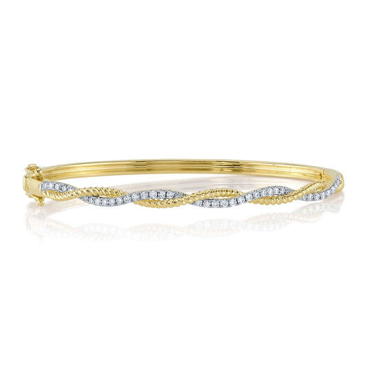 0.53Ct 14K Y/G Diamond Twisted Bangle