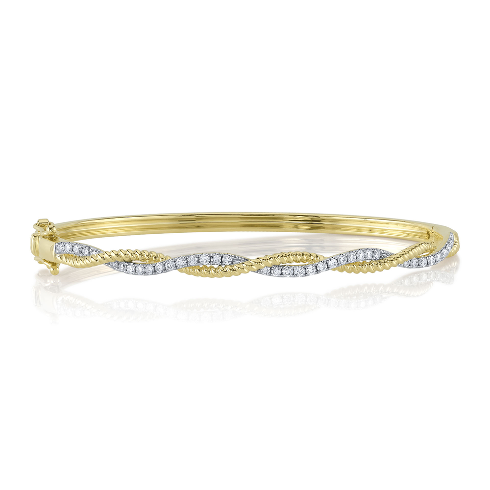 0.53Ct 14K Y/G Diamond Twisted Bangle