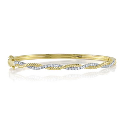 0.53Ct 14K Y/G Diamond Twisted Bangle
