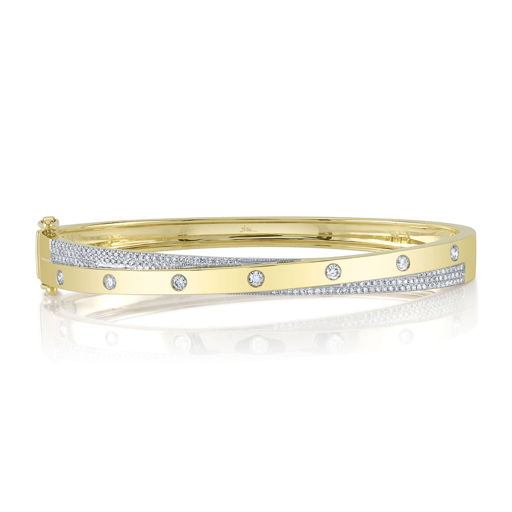 0.57Ct 14K Y/G Diamond Pave Bangle