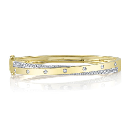 0.57Ct 14K Y/G Diamond Pave Bangle