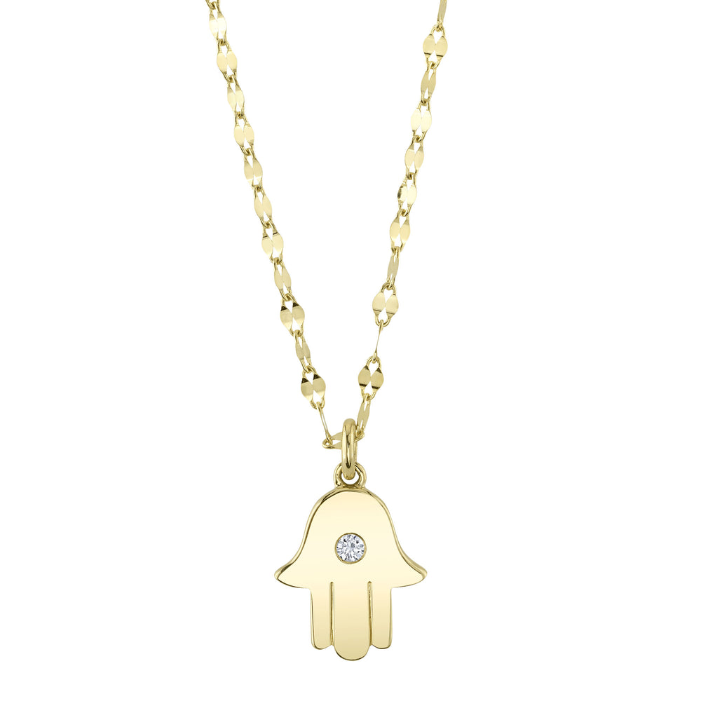 0.03Ct 14K Y/G Diamond Hamsa Sparkle Chain Necklace