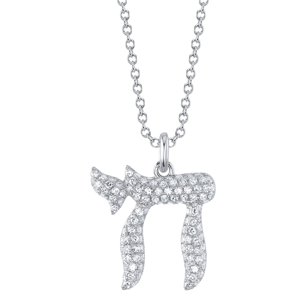 0.30Ct 14K W/G Diamond Chai Necklace