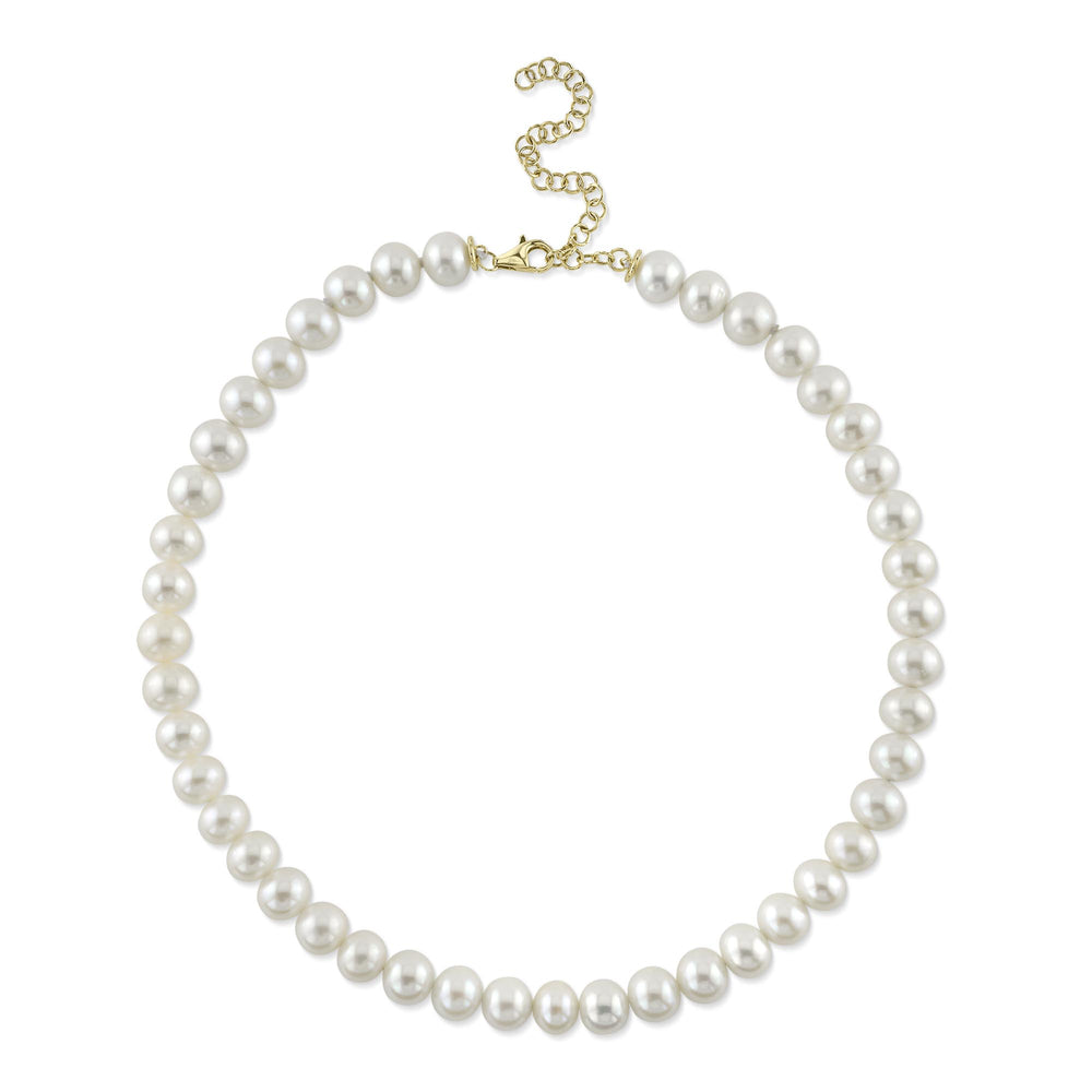 14K Y/G Cultured Pearl Tennis Necklace