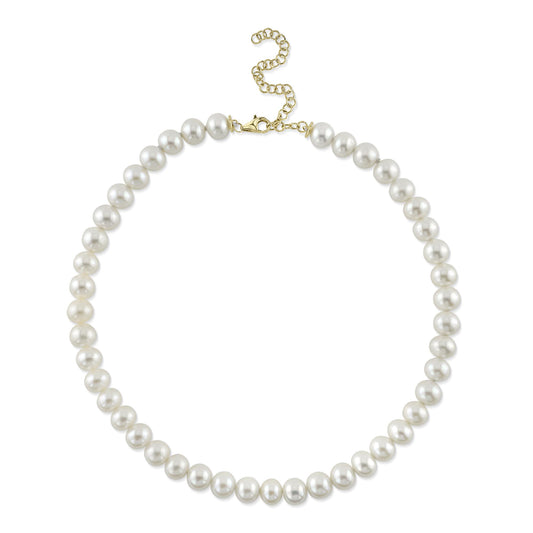 14K Y/G Cultured Pearl Tennis Necklace