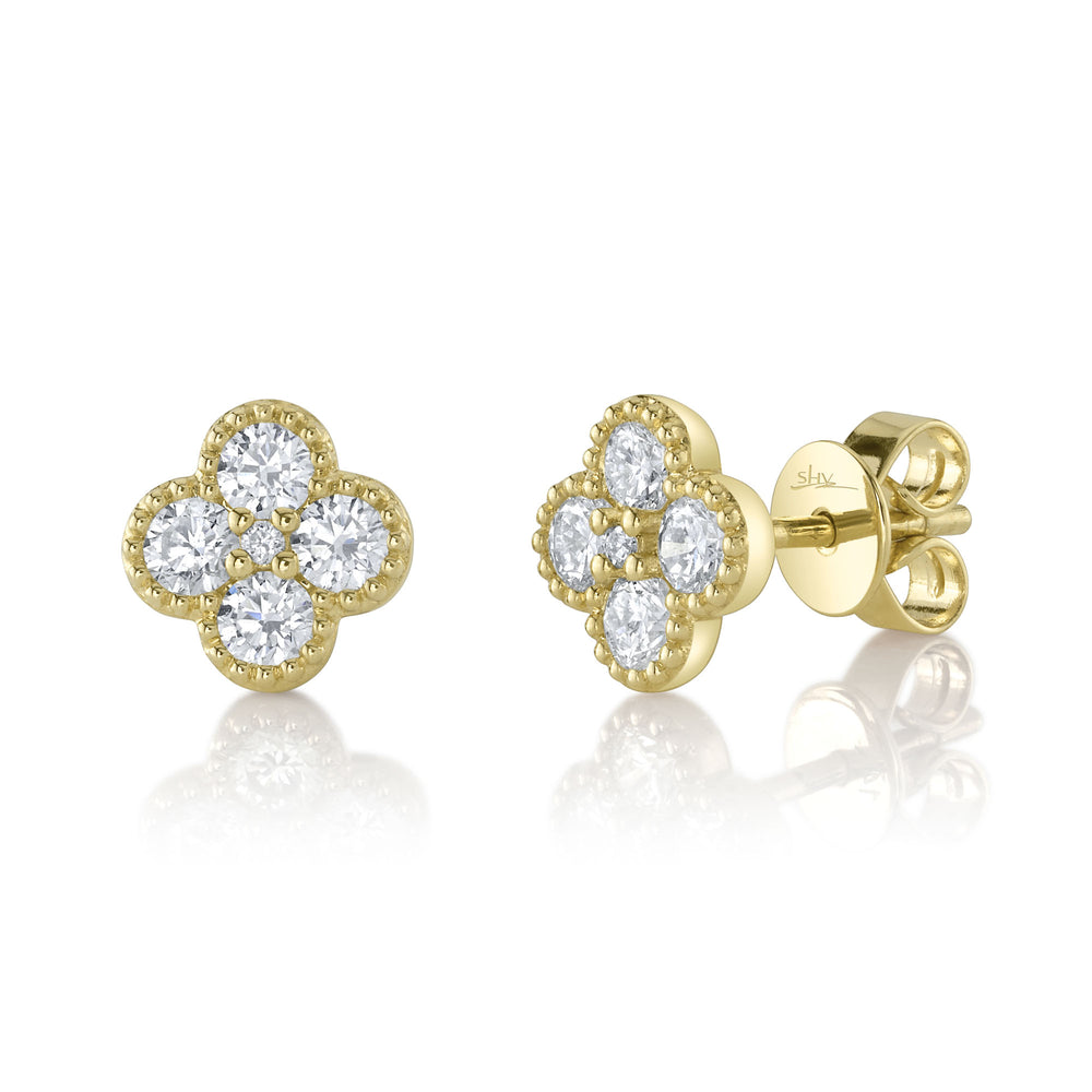 0.66Ct 14K Y/G Diamond Clover Stud Earring