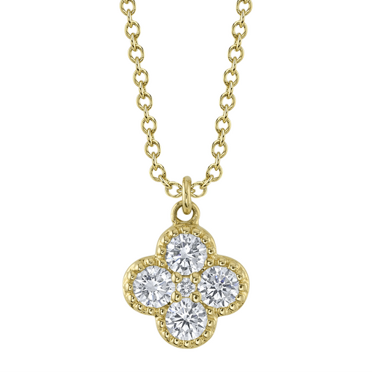 0.33Ct 14K Y/G Diamond Clover Necklace
