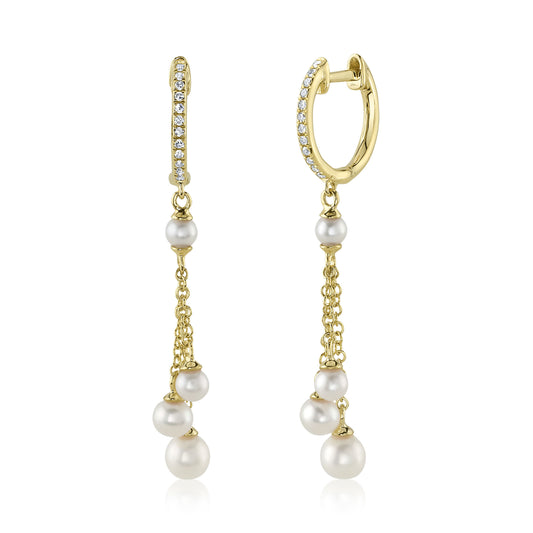 0.07Ct 14K Y/G Diamond & Cultured Pearl Earring