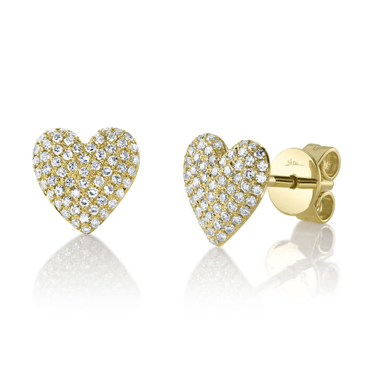 0.28Ct 14K Y/G Diamond Pave Heart Stud Earring