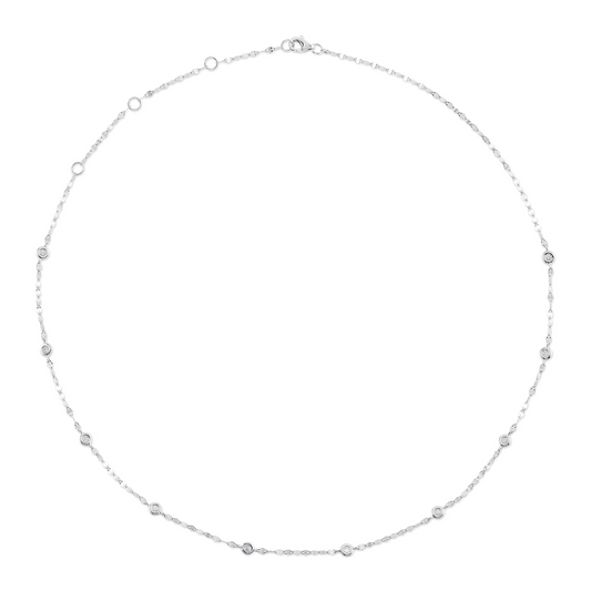 0.20Ct 14K W/G 18" Diamonds By The Yard Sparkle Chain Necklace