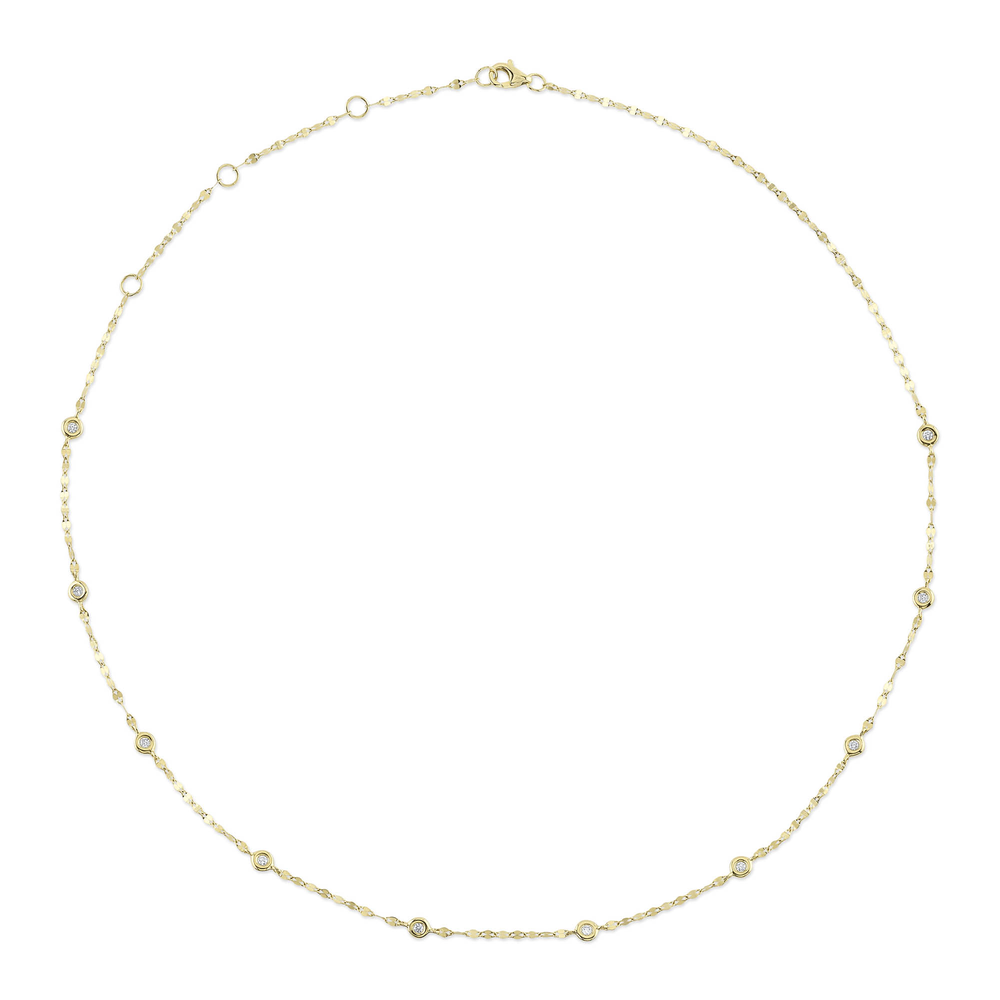 0.20Ct 14K Y/G 18" Diamonds By The Yard Sparkle Chain Necklace
