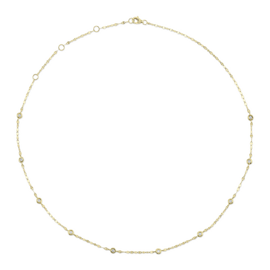 0.20Ct 14K Y/G 18" Diamonds By The Yard Sparkle Chain Necklace