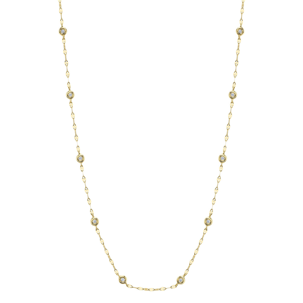 0.20Ct 14K Y/G 18" Diamonds By The Yard Sparkle Chain Necklace