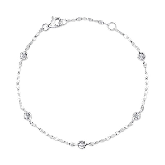 0.10Ct 14K W/G 7" Diamonds By The Yard Sparkle Chain Bracelet