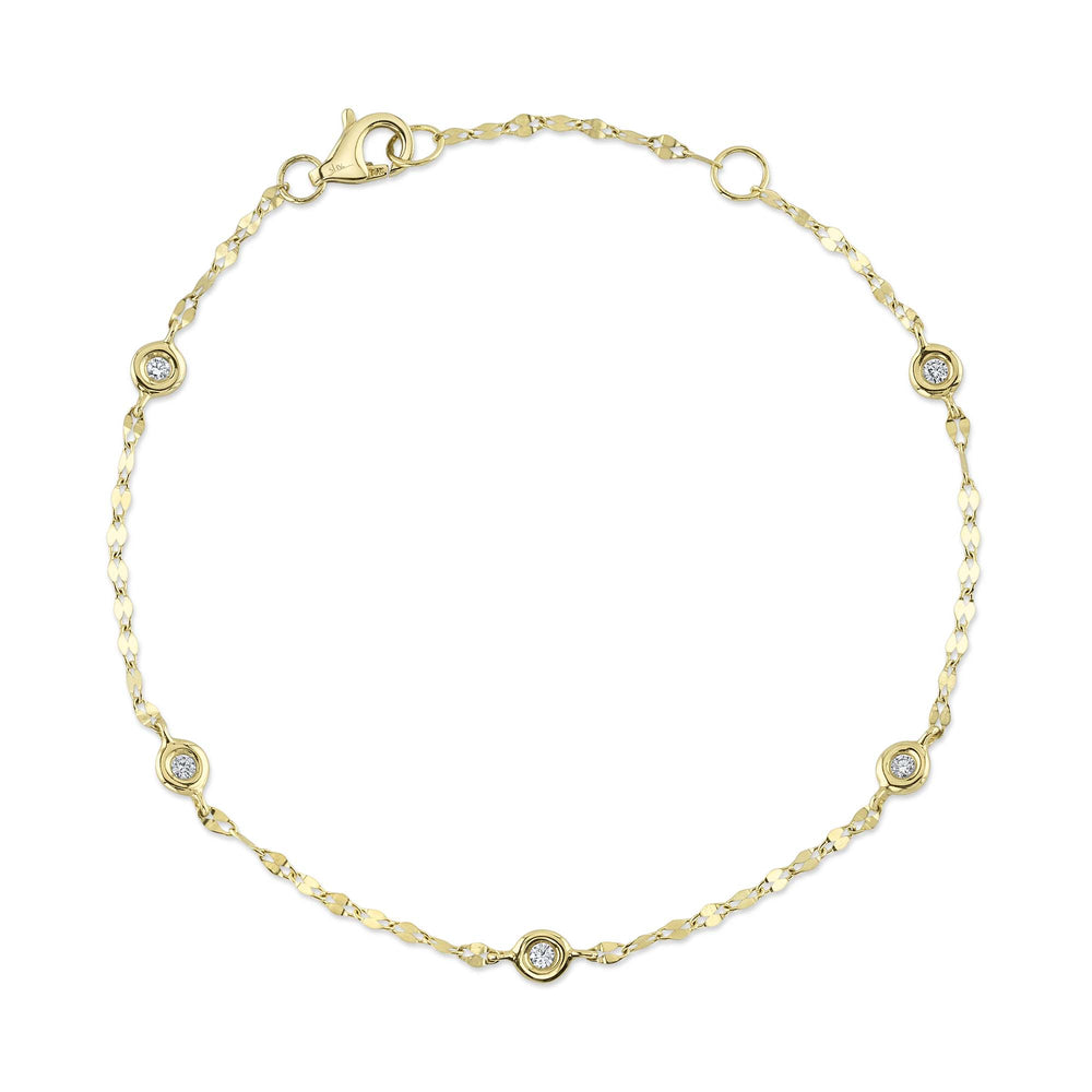 0.10Ct 14K Y/G 7" Diamonds By The Yard Sparkle Chain Bracelet