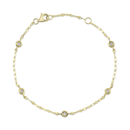 0.10Ct 14K Y/G 7" Diamonds By The Yard Sparkle Chain Bracelet