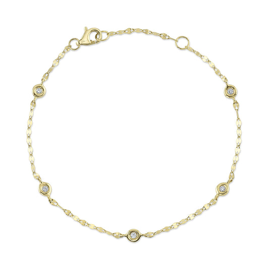 0.10Ct 14K Y/G 7" Diamonds By The Yard Sparkle Chain Bracelet