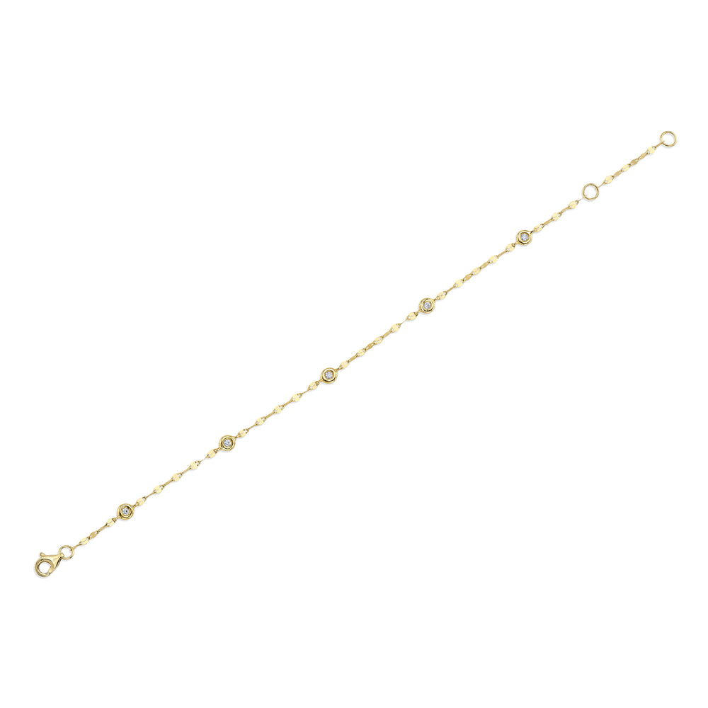0.10Ct 14K Y/G 7" Diamonds By The Yard Sparkle Chain Bracelet
