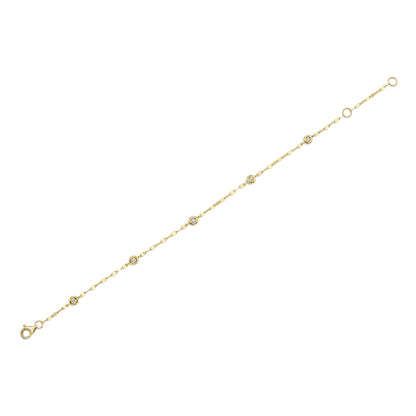 0.10Ct 14K Y/G 7" Diamonds By The Yard Sparkle Chain Bracelet