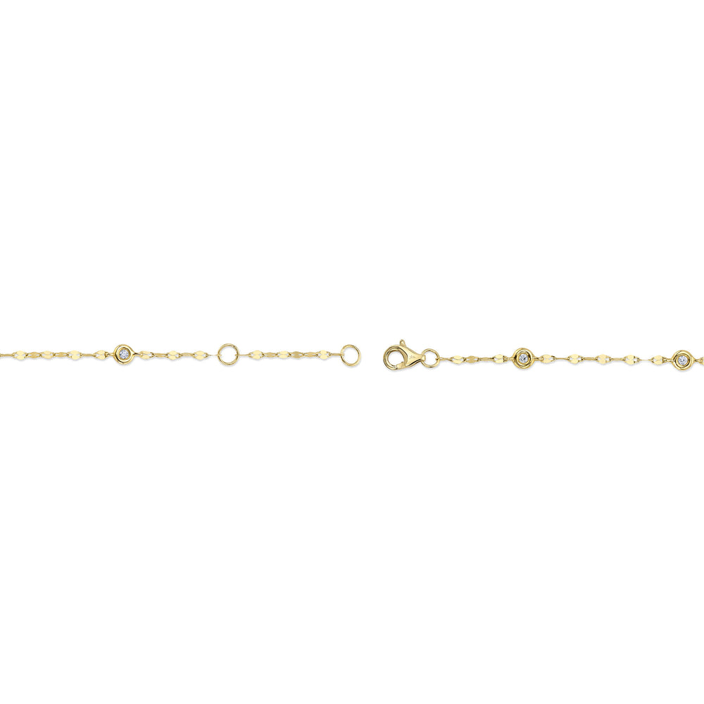 0.10Ct 14K Y/G 7" Diamonds By The Yard Sparkle Chain Bracelet