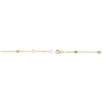 0.10Ct 14K Y/G 7" Diamonds By The Yard Sparkle Chain Bracelet