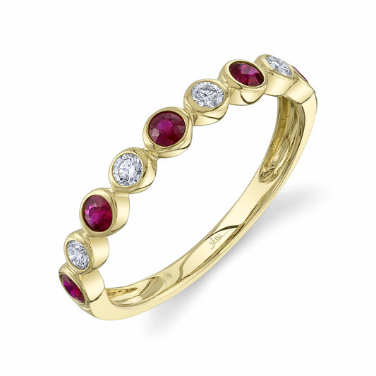 0.16Ct Diamond & 0.36Ct Ruby 14K Y/G Bezel Lady's Band