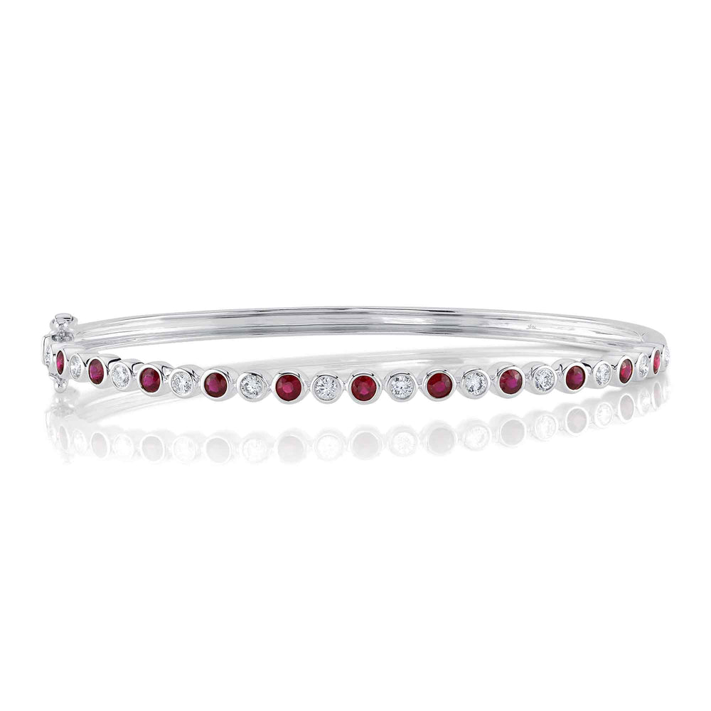 0.49Ct Diamond & 0.75Ct Ruby 14K W/G Bezel Bangle