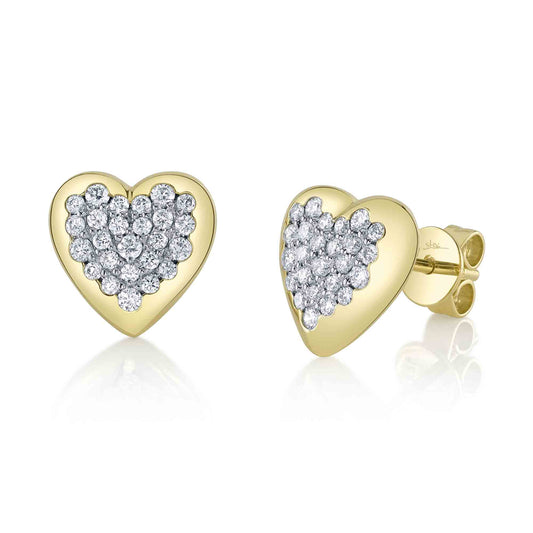 0.44Ct 14K Y/G Diamond Heart Stud Earring