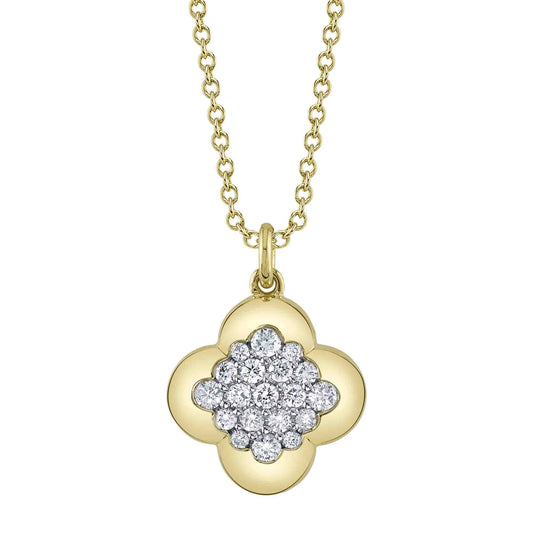 0.29Ct 14K Y/G Diamond Clover Necklace