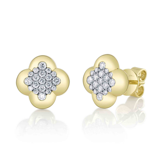 0.39Ct 14K Y/G Diamond Clover Stud Earring