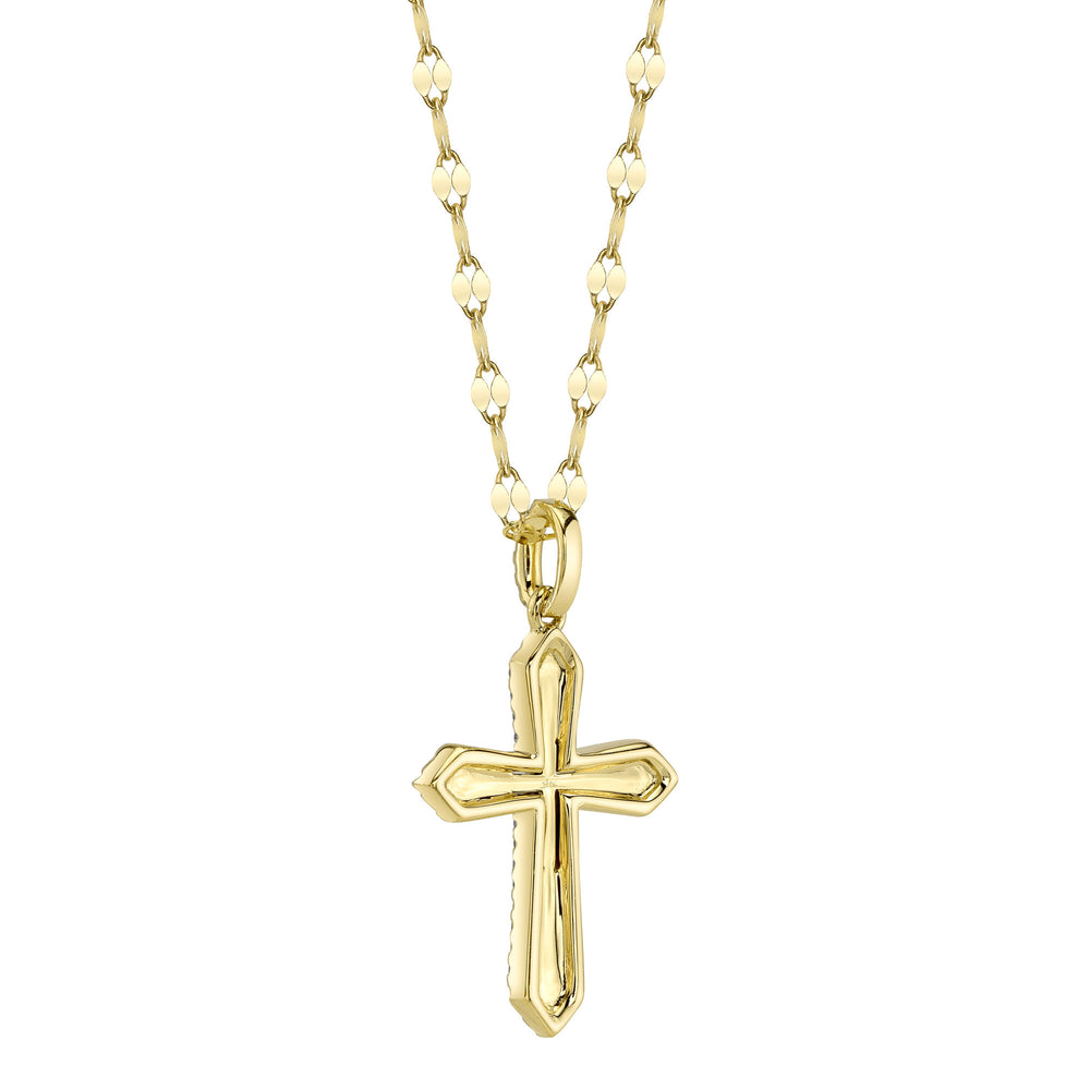 0.17Ct 14K Y/G Diamond Pave Cross Sparkle Chain Necklace