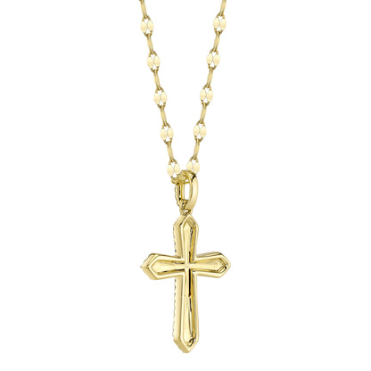 0.17Ct 14K Y/G Diamond Pave Cross Sparkle Chain Necklace