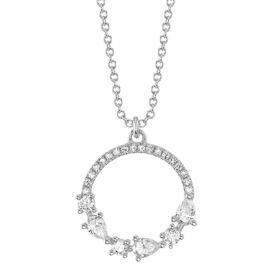 0.32Ct 14K W/G Diamond Pear Circle Necklace