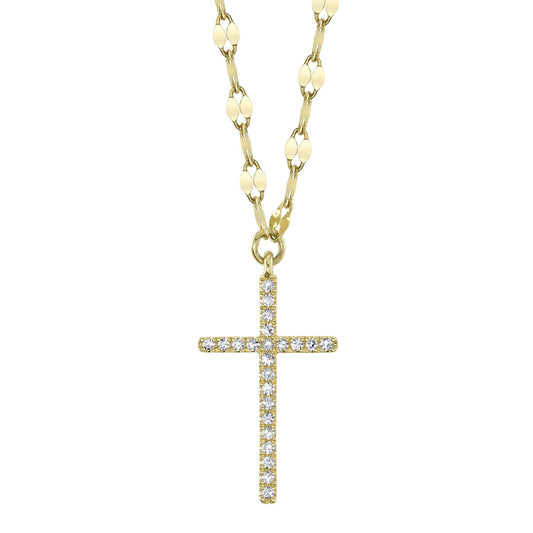 0.06Ct 14K Y/G Diamond Cross Sparkle Chain Necklace