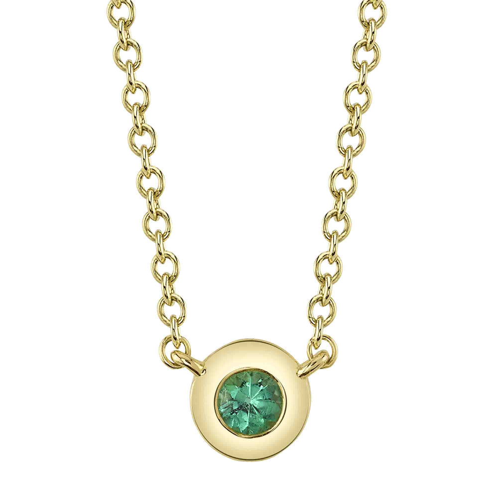 0.04Ct 14K Y/G Emerald Bezel Necklace