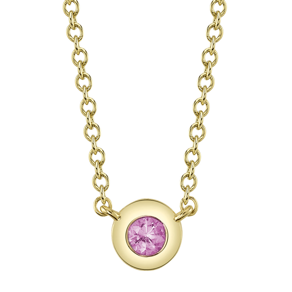0.07Ct 14K Y/G Pink Sapphire Bezel Necklace
