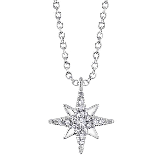 0.06Ct 14K W/G Diamond North Star Necklace