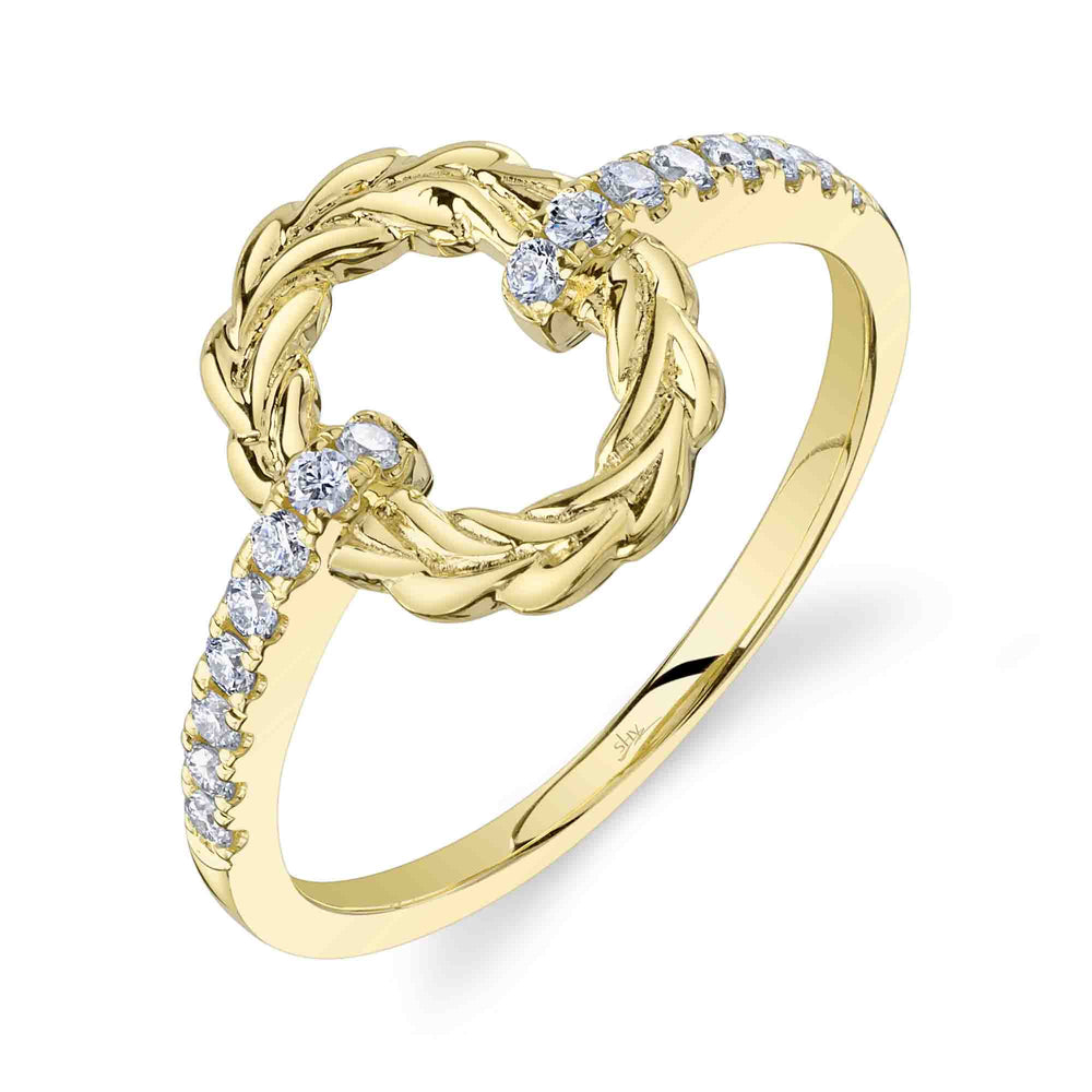 0.22Ct 14K Y/G Diamond Laurel Wreath Oval Ring