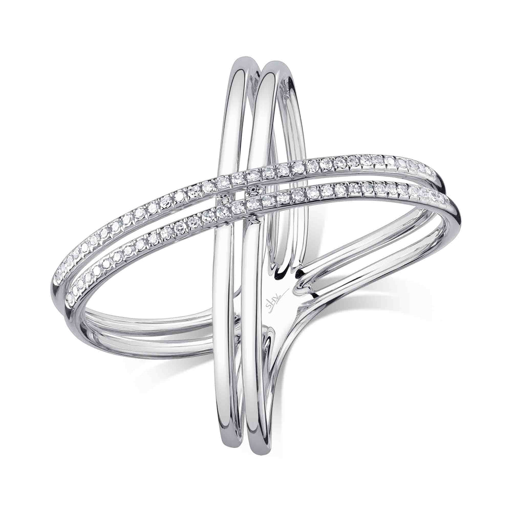 0.15Ct 14K W/G Diamond "X" Ring