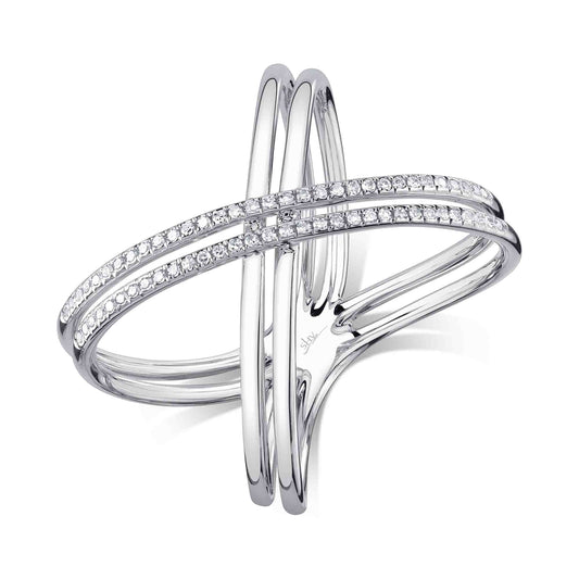 0.15Ct 14K W/G Diamond "X" Ring