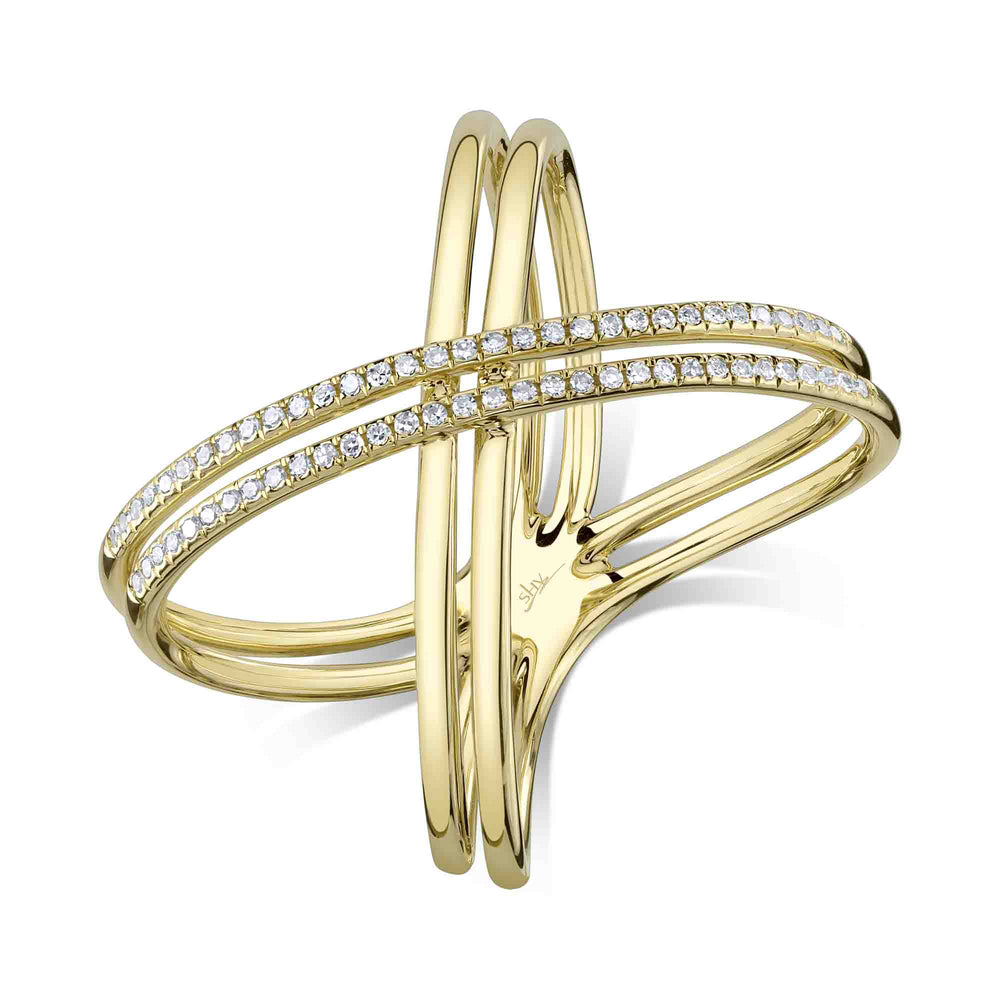 0.15Ct 14K Y/G Diamond "X" Ring